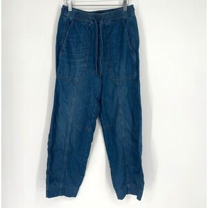 ME+EM‎ Pants Womens 2 Tapered Lightweight Denim Pant Blue Chambray Classic